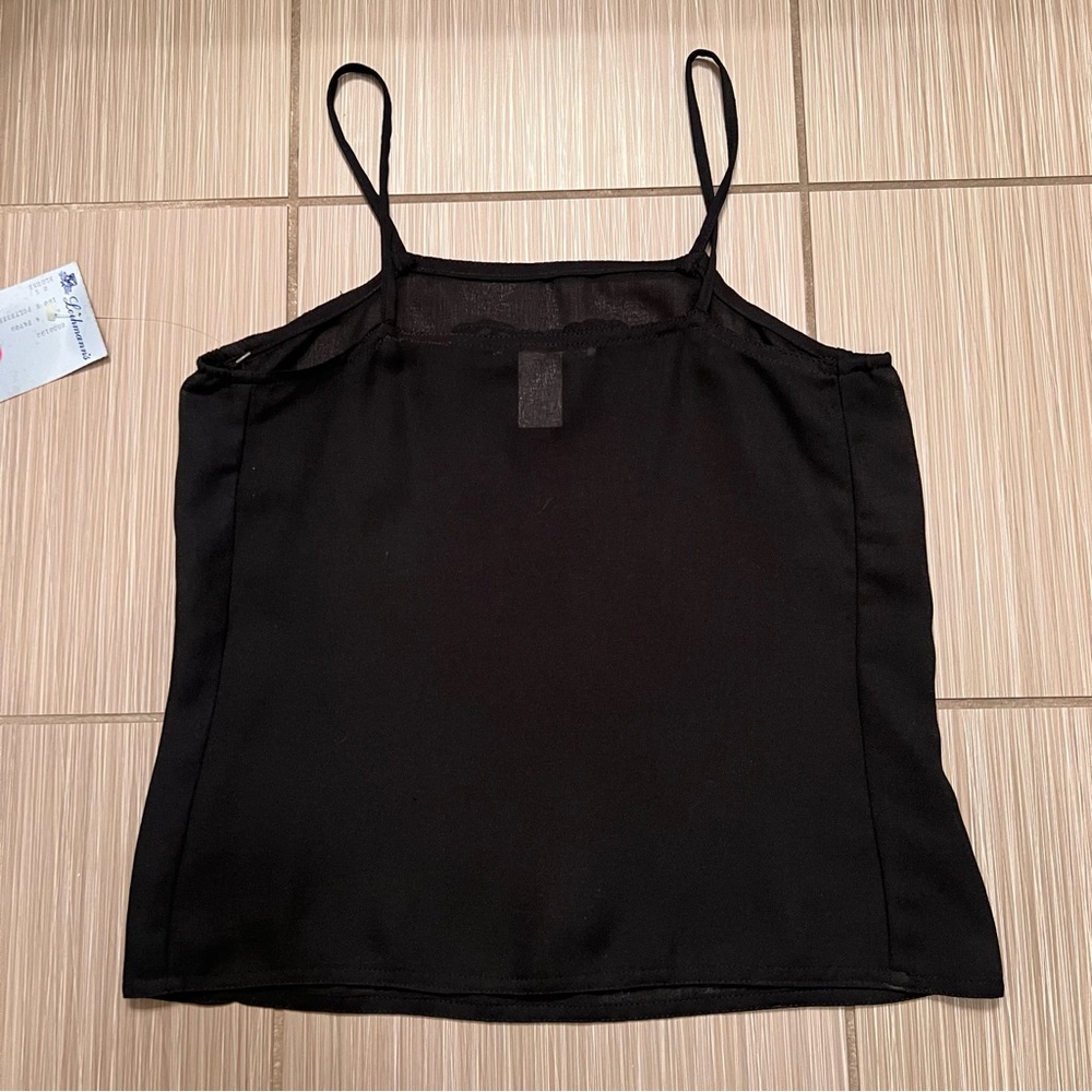 Vintage black cami camisole tank top lingerie XS 70s 80s NWT - Picture 10 of 10